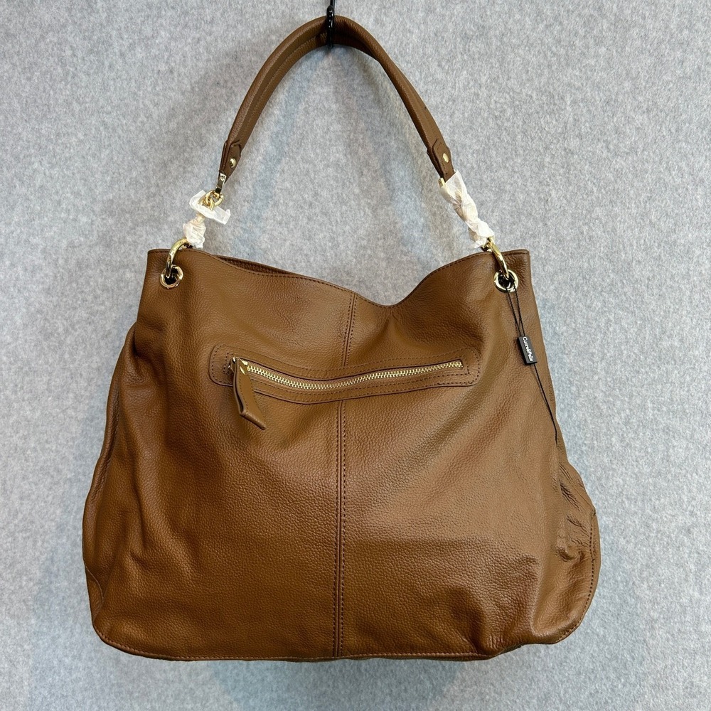 Cuore & Pelle Shoulder Bag Cognac Brown Pebbled Leather Large Boho Purse Dustbag